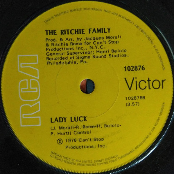 Ritchie Family* : Life Is Music (7", Single)