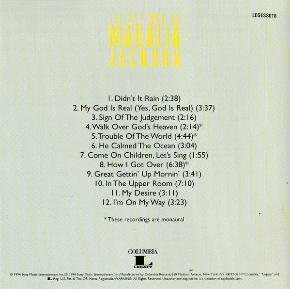 Mahalia Jackson : The Essence Of Mahalia Jackson (CD, Comp, Mono, RE, RM)
