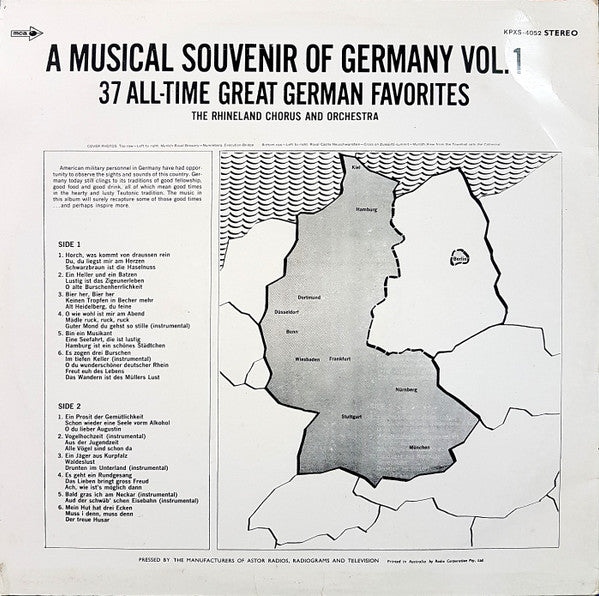 The Rhinelanders : A Musical Souvenir Of Germany Volume 1  (LP, Album)