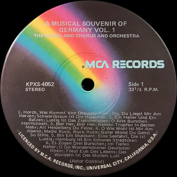 The Rhinelanders : A Musical Souvenir Of Germany Volume 1  (LP, Album)
