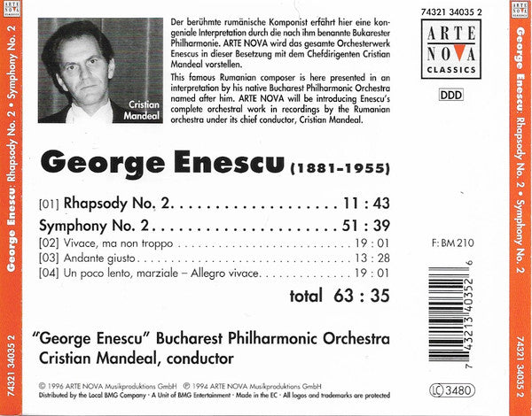George Enescu, "George Enescu" Bucharest Philharmonic Orchestra*, Cristian Mandeal : Rhapsody No. 2 / Symphony No. 2 (CD)