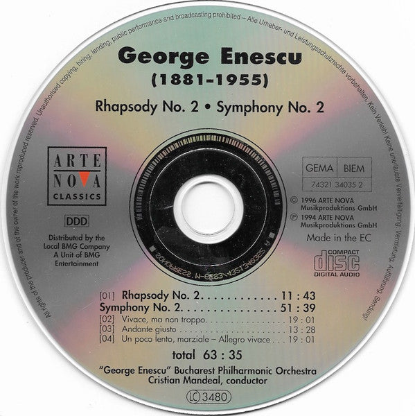 George Enescu, "George Enescu" Bucharest Philharmonic Orchestra*, Cristian Mandeal : Rhapsody No. 2 / Symphony No. 2 (CD)