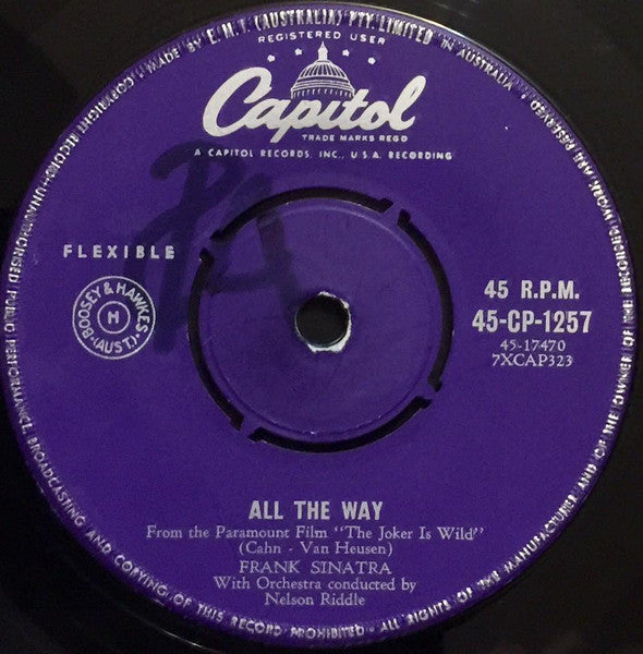 Frank Sinatra : All The Way (7", Single)