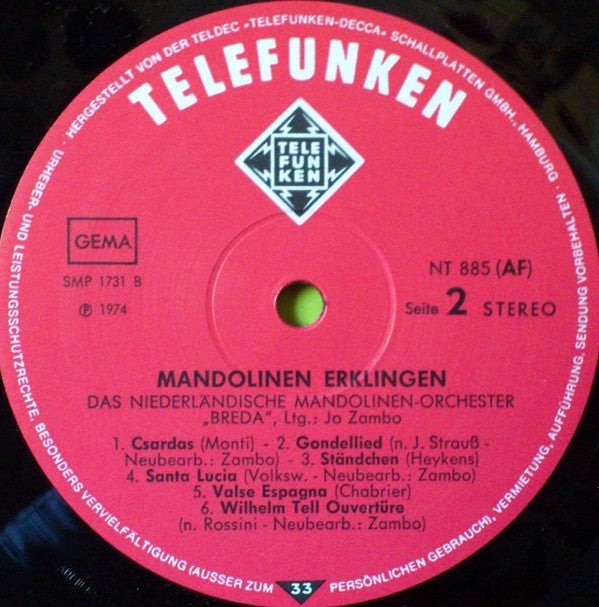Mandoline Orkest "Estrelita" Breda : Mandolinen Erklingen (LP, Album)