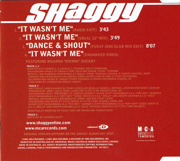 Shaggy Featuring Rikrok* : It Wasn't Me (CD, Single, Enh)