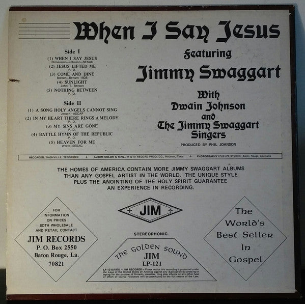 Jimmy Swaggart : When I Say Jesus (LP, Album)