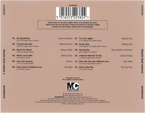Various : Classic Soul Mastercuts Volume 1 - The Jazzie B Selection (CD, Comp)