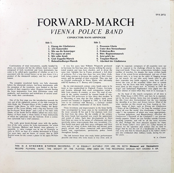 Vienna Police Band*, Hans Ahninger : Vorwärts Marsch (Forward - March) (LP)