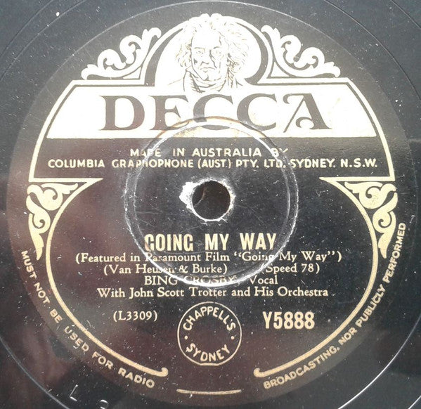 Bing Crosby With John Scott Trotter And His Orchestra : Swinging On A Star / Going My Way (Shellac, 10")