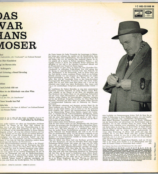 Hans Moser : Das War Hans Moser (LP, Comp)