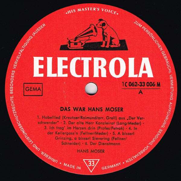 Hans Moser : Das War Hans Moser (LP, Comp)