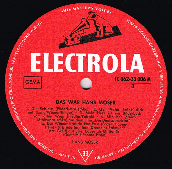 Hans Moser : Das War Hans Moser (LP, Comp)