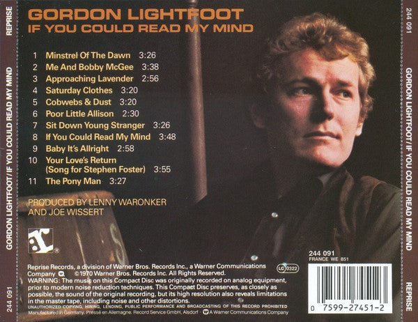Gordon Lightfoot : If You Could Read My Mind (CD, Album, RE)