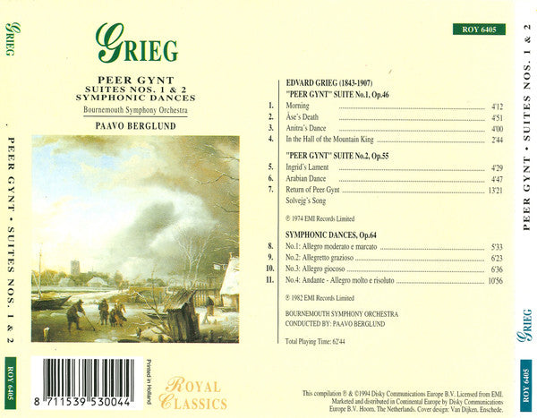 Grieg*, Bournemouth Symphony Orchestra, Paavo Berglund : Peer Gynt Suites Nos. 1 & 2 / Symphonic Dances (CD)