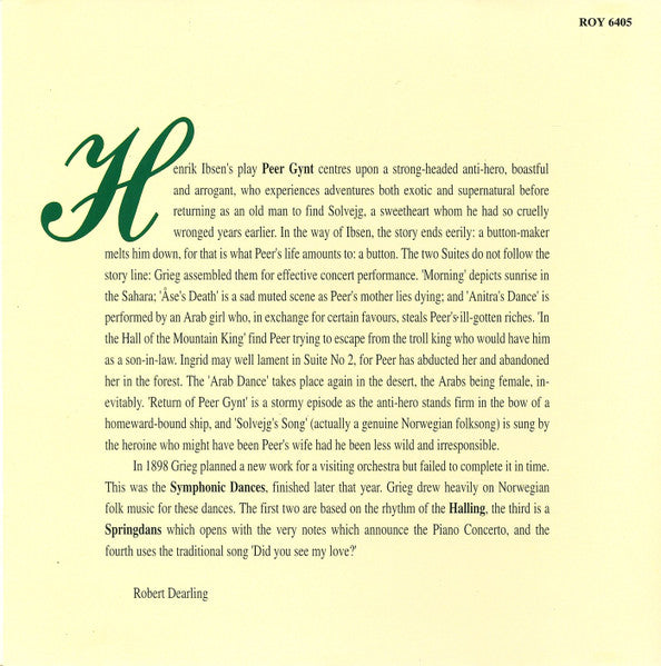 Grieg*, Bournemouth Symphony Orchestra, Paavo Berglund : Peer Gynt Suites Nos. 1 & 2 / Symphonic Dances (CD)