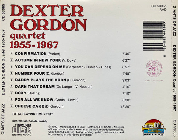 Dexter Gordon Quartet : 1955-1967 (CD, Comp)