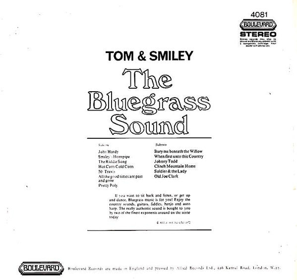 Tom & Smiley : The Bluegrass Sound (LP, Album, RE)