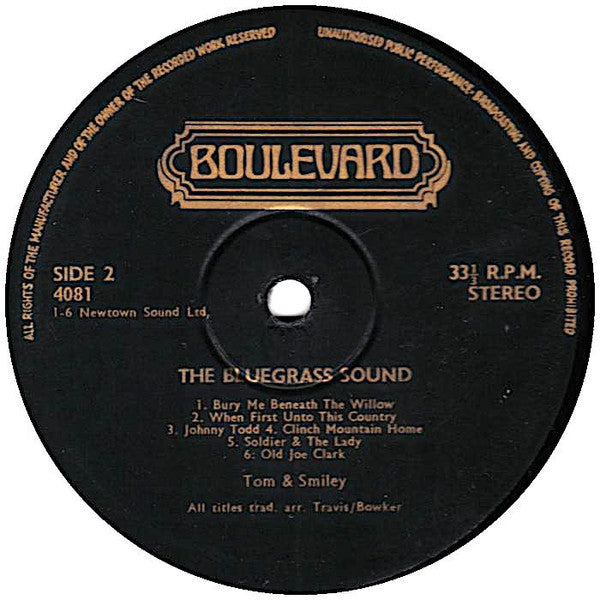 Tom & Smiley : The Bluegrass Sound (LP, Album, RE)