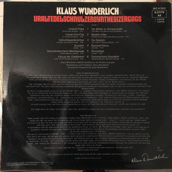Klaus Wunderlich : Uraltedelschnulzensynthesizergags (LP, Album)