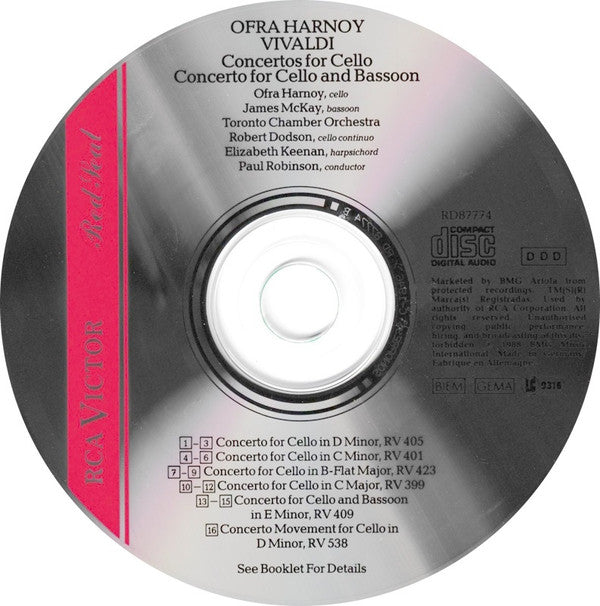 Ofra Harnoy, Antonio Vivaldi, Toronto Chamber Orchestra, Paul Evans Robinson : Cello Concertos (CD, Album)
