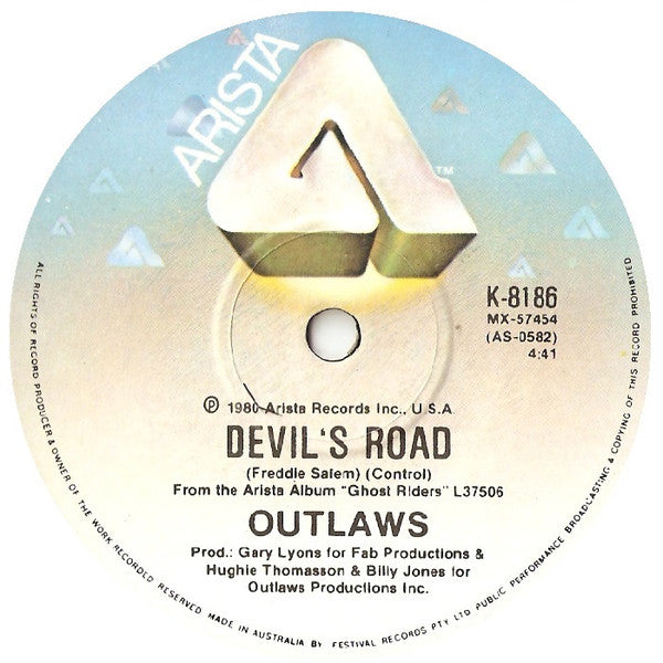 Outlaws : (Ghost) Riders In The Sky / Devil's Road (7", Single)