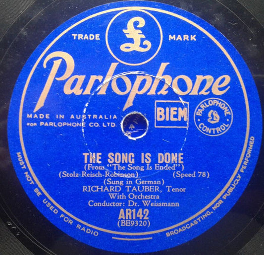 Richard Tauber : The Song Is Done / Goodbye (Shellac, 10", RE)