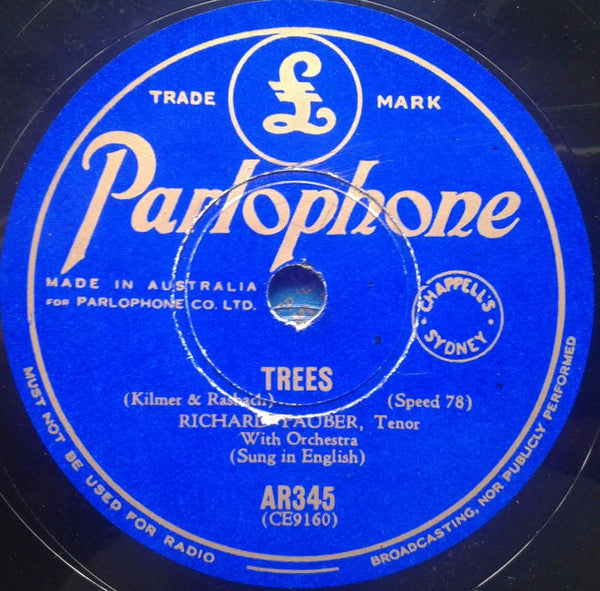 Richard Tauber : Trees / Sylvia (Shellac, 10")