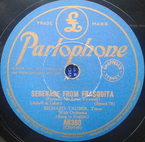 Richard Tauber : Don't Be Cross / Serenade From Fraquita (Shellac, 10")