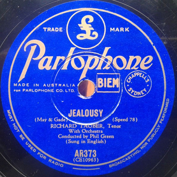 Richard Tauber : Jealousy / Love's Last Word Is Spoken (Shellac, 10")