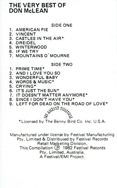 Don McLean : The Very Best Of Don McLean (Cass, Comp, Dol)
