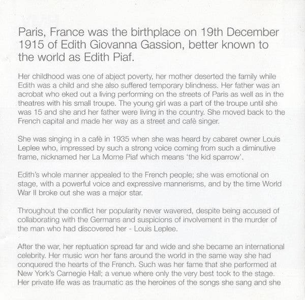 Edith Piaf : The Edith Piaf Collection (CD, Album, Comp)