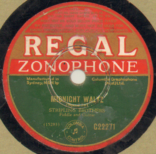 Stripling Brothers : Midnight Waltz / June Rose Waltz (Shellac, 10", RE)