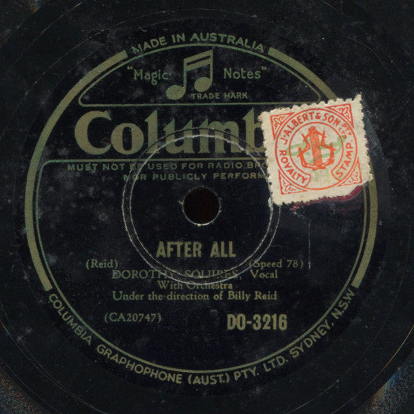 Dorothy Squires : After All / Reflections On The Water (Shellac, 10")