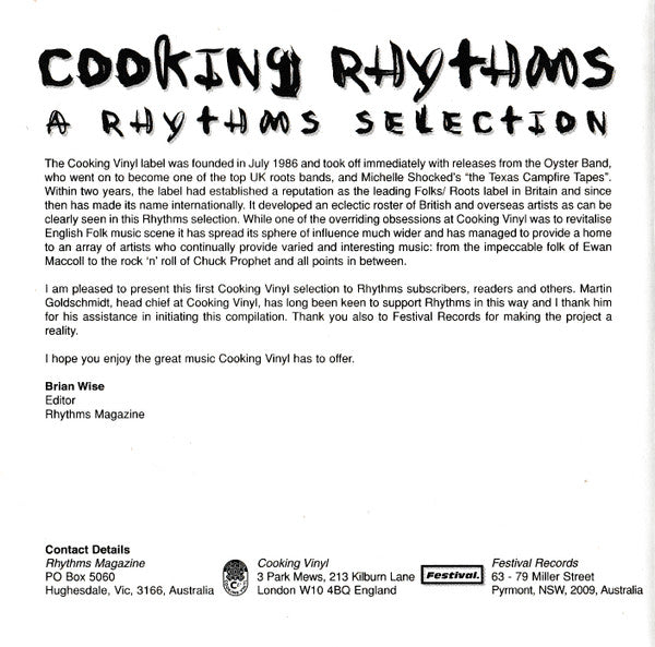 Various : Cooking Rhythms - A Rhythms Selection - Sampler 1998 (CD, Comp, Promo)