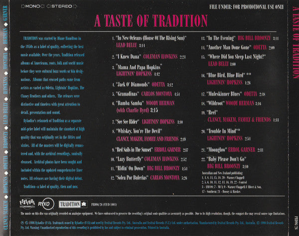 Various : A Taste Of Tradition (CD, Comp, Promo)