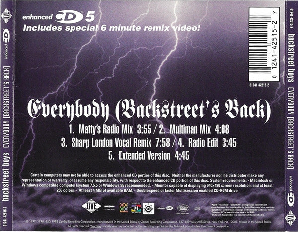 Backstreet Boys : Everybody (Backstreet's Back) (CD, Maxi, Enh)
