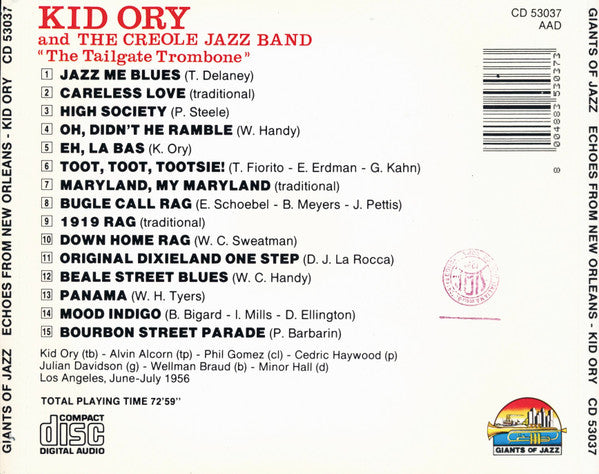 Kid Ory And The Creole Jazz Band* : Echoes From New Orleans: The Tailgate Trombone (CD)