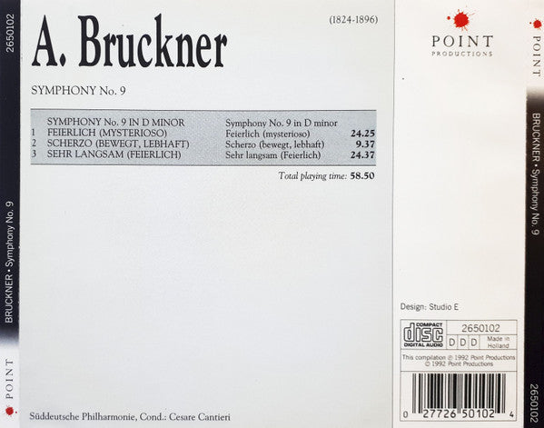 Anton Bruckner, Süddeutsche Philharmonie, Cesare Cantieri : Symphony No. 9 (CD)