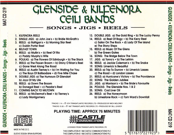 The Glenside Ceili Band & The Kilfenora Ceili Band : Songs, Jigs, Reels (CD, Comp)