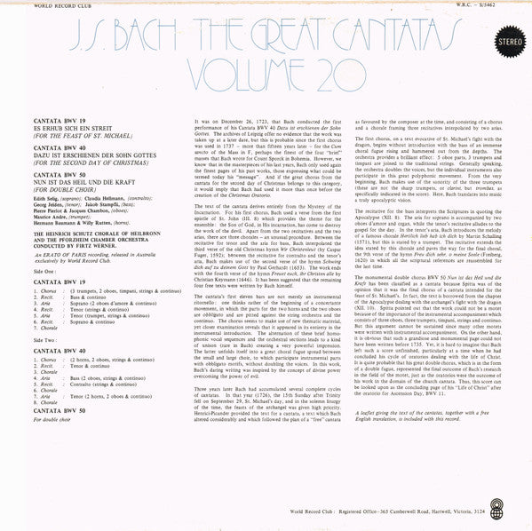 Johann Sebastian Bach : The Great Cantatas Volume 20 (LP, Album, Club)