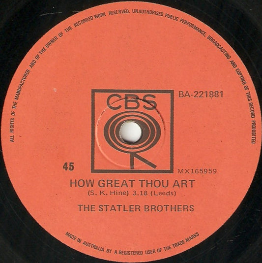 The Statler Brothers : How Great Thou Art / Oh Happy Day (7", Single)