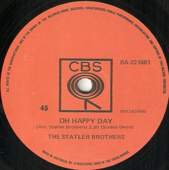The Statler Brothers : How Great Thou Art / Oh Happy Day (7", Single)