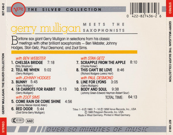 Gerry Mulligan : Gerry Mulligan Meets The Saxophonists (CD, Comp, RM)