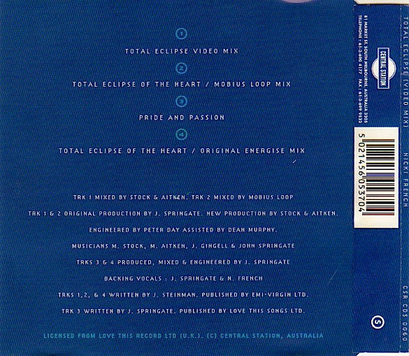 Nicki French : Total Eclipse (Video Mix) (CD, Maxi)