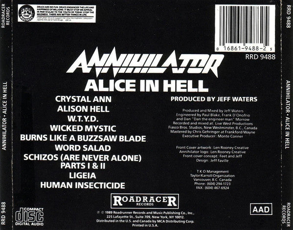 Annihilator (2) : Alice In Hell (CD, Album)