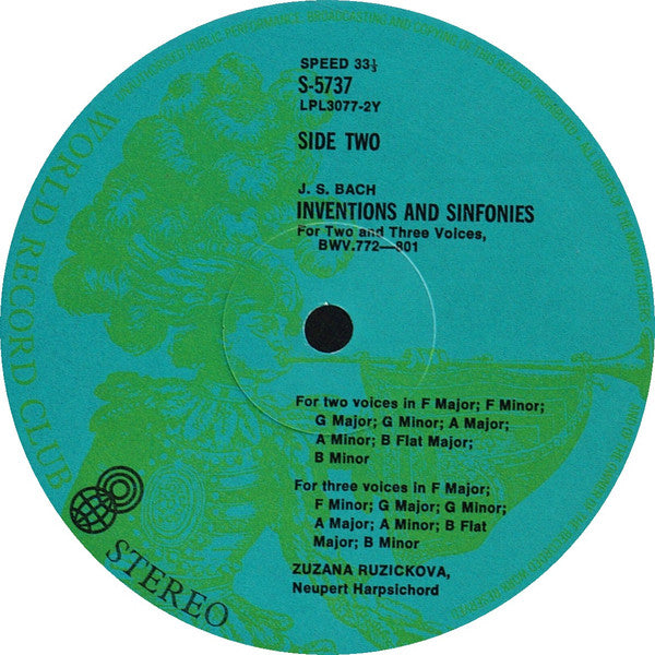 Johann Sebastian Bach, Zuzana Růžičková : J.S. Bach The 30 Inventions & Symphonies (LP, Album, Club)