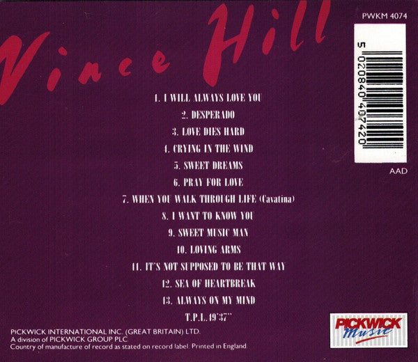 Vince Hill : Love Songs (CD, Album)