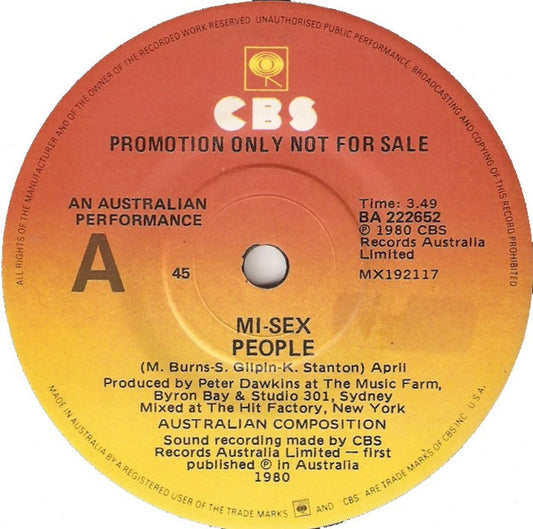 Mi-Sex : People (7", Single, Promo)