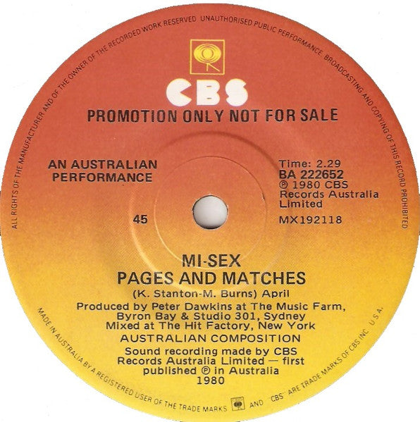 Mi-Sex : People (7", Single, Promo)