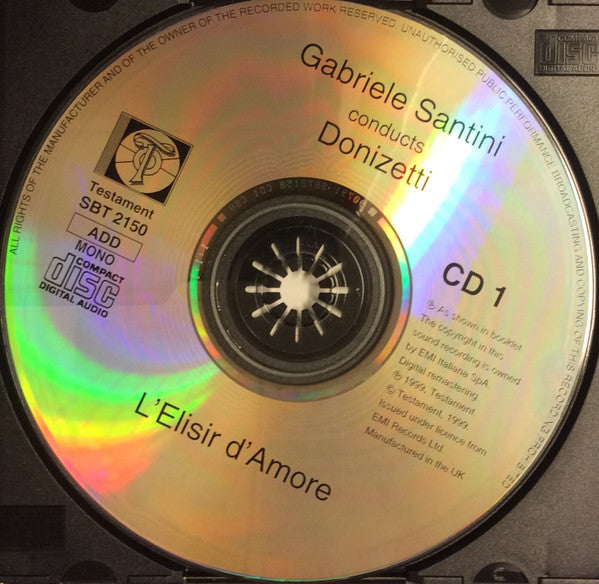 Gaetano Donizetti : L'Elisir D'Amore (2xCD, Album, Mono)